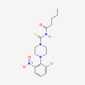 molecular formula C16H21ClN4O3S B4104931 N-{[4-(2-chloro-6-nitrophenyl)-1-piperazinyl]carbonothioyl}pentanamide 