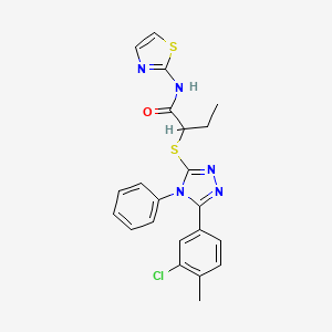 molecular formula C22H20ClN5OS2 B4104944 2-{[5-(3-chloro-4-methylphenyl)-4-phenyl-4H-1,2,4-triazol-3-yl]thio}-N-1,3-thiazol-2-ylbutanamide 