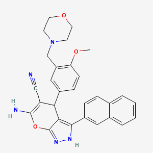 6-amino-4-[4-methoxy-3-(4-morpholinylmethyl)phenyl]-3-(2-naphthyl)-1,4-dihydropyrano[2,3-c]pyrazole-5-carbonitrile