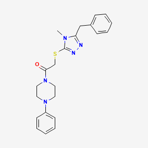 molecular formula C22H25N5OS B4104984 1-{[(5-benzyl-4-methyl-4H-1,2,4-triazol-3-yl)thio]acetyl}-4-phenylpiperazine 