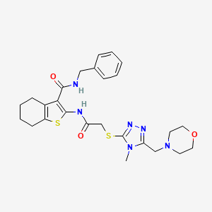 molecular formula C26H32N6O3S2 B4104996 N-benzyl-2-[({[4-methyl-5-(4-morpholinylmethyl)-4H-1,2,4-triazol-3-yl]thio}acetyl)amino]-4,5,6,7-tetrahydro-1-benzothiophene-3-carboxamide 