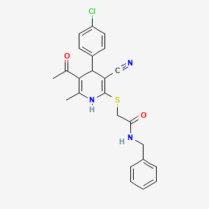 2-{[5-acetyl-4-(4-chlorophenyl)-3-cyano-6-methyl-1,4-dihydro-2-pyridinyl]thio}-N-benzylacetamide
