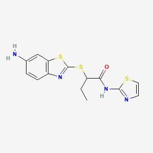 molecular formula C14H14N4OS3 B4105110 2-[(6-amino-1,3-benzothiazol-2-yl)thio]-N-1,3-thiazol-2-ylbutanamide 