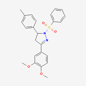 molecular formula C24H24N2O4S B4105115 3-(3,4-dimethoxyphenyl)-5-(4-methylphenyl)-1-(phenylsulfonyl)-4,5-dihydro-1H-pyrazole 