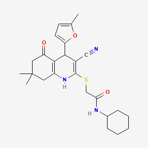 molecular formula C25H31N3O3S B4105140 2-{[3-cyano-7,7-dimethyl-4-(5-methyl-2-furyl)-5-oxo-1,4,5,6,7,8-hexahydro-2-quinolinyl]thio}-N-cyclohexylacetamide 