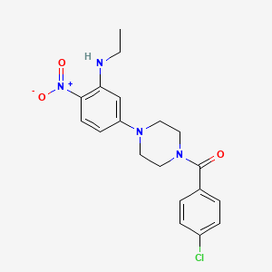 molecular formula C19H21ClN4O3 B4105142 5-[4-(4-chlorobenzoyl)-1-piperazinyl]-N-ethyl-2-nitroaniline 