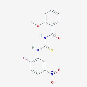 molecular formula C15H12FN3O4S B410516 N-[(2-fluoro-5-nitrophenyl)carbamothioyl]-2-methoxybenzamide 
