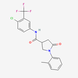 molecular formula C19H16ClF3N2O2 B4105178 N-[4-chloro-3-(trifluoromethyl)phenyl]-1-(2-methylphenyl)-5-oxo-3-pyrrolidinecarboxamide 