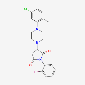 molecular formula C21H21ClFN3O2 B4105200 3-[4-(5-chloro-2-methylphenyl)-1-piperazinyl]-1-(2-fluorophenyl)-2,5-pyrrolidinedione 
