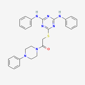 molecular formula C27H27N7OS B4105227 6-{[2-oxo-2-(4-phenyl-1-piperazinyl)ethyl]thio}-N,N'-diphenyl-1,3,5-triazine-2,4-diamine 