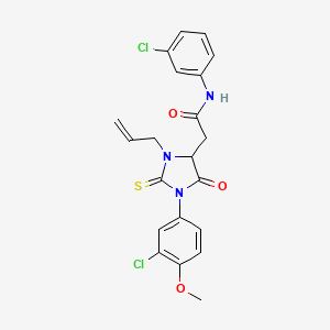 molecular formula C21H19Cl2N3O3S B4105239 2-[3-allyl-1-(3-chloro-4-methoxyphenyl)-5-oxo-2-thioxo-4-imidazolidinyl]-N-(3-chlorophenyl)acetamide 