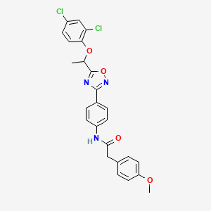 molecular formula C25H21Cl2N3O4 B4105249 N-(4-{5-[1-(2,4-dichlorophenoxy)ethyl]-1,2,4-oxadiazol-3-yl}phenyl)-2-(4-methoxyphenyl)acetamide 
