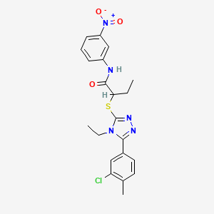 molecular formula C21H22ClN5O3S B4105263 2-{[5-(3-chloro-4-methylphenyl)-4-ethyl-4H-1,2,4-triazol-3-yl]thio}-N-(3-nitrophenyl)butanamide 
