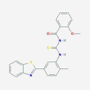 molecular formula C23H19N3O2S2 B410529 N-[5-(1,3-benzothiazol-2-yl)-2-methylphenyl]-N'-(2-methoxybenzoyl)thiourea 