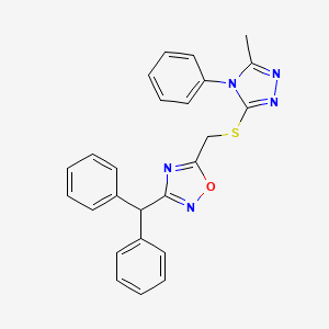 molecular formula C25H21N5OS B4105307 3-(diphenylmethyl)-5-{[(5-methyl-4-phenyl-4H-1,2,4-triazol-3-yl)thio]methyl}-1,2,4-oxadiazole 