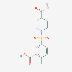 molecular formula C14H17NO6S B4105369 1-[(3-carboxy-4-methylphenyl)sulfonyl]-4-piperidinecarboxylic acid 
