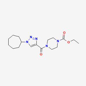 molecular formula C17H27N5O3 B4105403 ethyl 4-[(1-cycloheptyl-1H-1,2,3-triazol-4-yl)carbonyl]-1-piperazinecarboxylate 