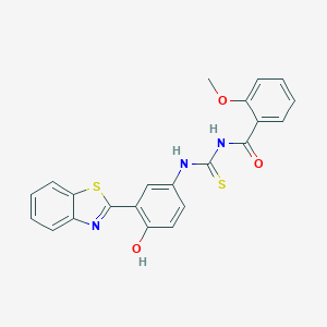 molecular formula C22H17N3O3S2 B410541 N-{[3-(1,3-benzothiazol-2-yl)-4-hydroxyphenyl]carbamothioyl}-2-methoxybenzamide CAS No. 333741-36-9
