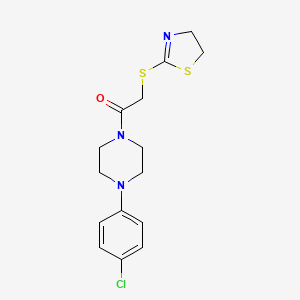 molecular formula C15H18ClN3OS2 B4105418 1-(4-chlorophenyl)-4-[(4,5-dihydro-1,3-thiazol-2-ylthio)acetyl]piperazine 