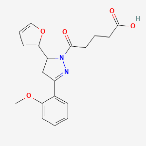 molecular formula C19H20N2O5 B4105438 5-[5-(2-furyl)-3-(2-methoxyphenyl)-4,5-dihydro-1H-pyrazol-1-yl]-5-oxopentanoic acid 
