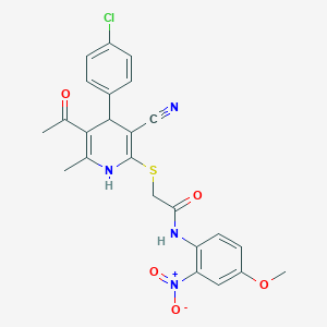 molecular formula C24H21ClN4O5S B4105445 2-{[5-acetyl-4-(4-chlorophenyl)-3-cyano-6-methyl-1,4-dihydro-2-pyridinyl]thio}-N-(4-methoxy-2-nitrophenyl)acetamide 