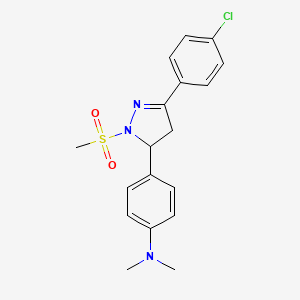 molecular formula C18H20ClN3O2S B4105454 4-[3-(4-chlorophenyl)-1-(methylsulfonyl)-4,5-dihydro-1H-pyrazol-5-yl]-N,N-dimethylaniline 