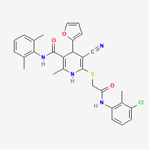molecular formula C29H27ClN4O3S B4105475 6-({2-[(3-chloro-2-methylphenyl)amino]-2-oxoethyl}thio)-5-cyano-N-(2,6-dimethylphenyl)-4-(2-furyl)-2-methyl-1,4-dihydro-3-pyridinecarboxamide 