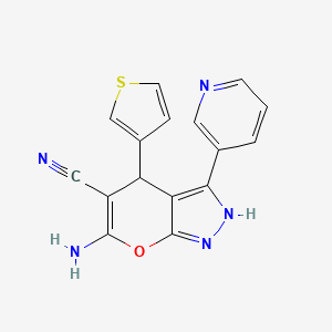 molecular formula C16H11N5OS B4105495 6-amino-3-(3-pyridinyl)-4-(3-thienyl)-1,4-dihydropyrano[2,3-c]pyrazole-5-carbonitrile 