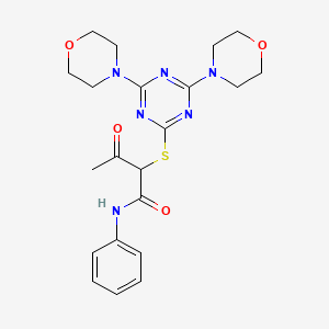 molecular formula C21H26N6O4S B4105510 2-[(4,6-di-4-morpholinyl-1,3,5-triazin-2-yl)thio]-3-oxo-N-phenylbutanamide 
