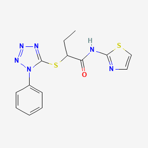 molecular formula C14H14N6OS2 B4105541 2-[(1-phenyl-1H-tetrazol-5-yl)thio]-N-1,3-thiazol-2-ylbutanamide 