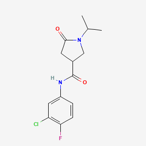 N-(3-chloro-4-fluorophenyl)-1-isopropyl-5-oxo-3-pyrrolidinecarboxamide
