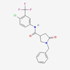 1-benzyl-N-[4-chloro-3-(trifluoromethyl)phenyl]-5-oxo-3-pyrrolidinecarboxamide