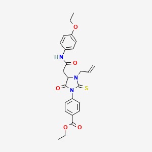 molecular formula C25H27N3O5S B4105651 ethyl 4-(3-allyl-4-{2-[(4-ethoxyphenyl)amino]-2-oxoethyl}-5-oxo-2-thioxo-1-imidazolidinyl)benzoate 