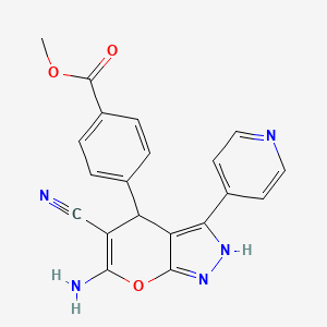 molecular formula C20H15N5O3 B4105661 methyl 4-[6-amino-5-cyano-3-(4-pyridinyl)-1,4-dihydropyrano[2,3-c]pyrazol-4-yl]benzoate 