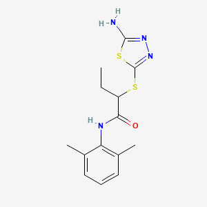molecular formula C14H18N4OS2 B4105676 2-[(5-amino-1,3,4-thiadiazol-2-yl)thio]-N-(2,6-dimethylphenyl)butanamide 