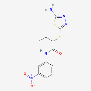molecular formula C12H13N5O3S2 B4105695 2-[(5-amino-1,3,4-thiadiazol-2-yl)thio]-N-(3-nitrophenyl)butanamide 