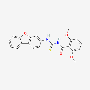 molecular formula C22H18N2O4S B4105701 N-[(dibenzo[b,d]furan-3-ylamino)carbonothioyl]-2,6-dimethoxybenzamide 