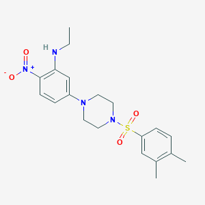 molecular formula C20H26N4O4S B4105722 (5-{4-[(3,4-dimethylphenyl)sulfonyl]-1-piperazinyl}-2-nitrophenyl)ethylamine 