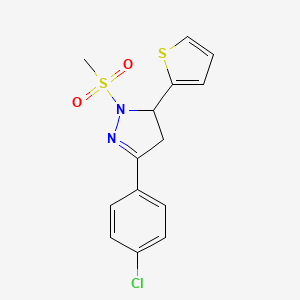 molecular formula C14H13ClN2O2S2 B4105770 3-(4-chlorophenyl)-1-(methylsulfonyl)-5-(2-thienyl)-4,5-dihydro-1H-pyrazole 