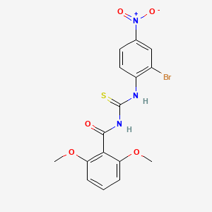 molecular formula C16H14BrN3O5S B4105789 N-{[(2-bromo-4-nitrophenyl)amino]carbonothioyl}-2,6-dimethoxybenzamide 