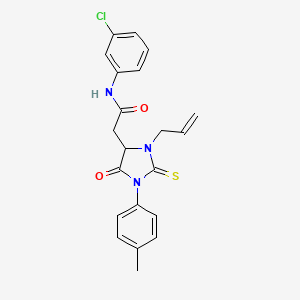 molecular formula C21H20ClN3O2S B4105800 2-[3-allyl-1-(4-methylphenyl)-5-oxo-2-thioxo-4-imidazolidinyl]-N-(3-chlorophenyl)acetamide 