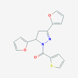 molecular formula C16H12N2O3S B4105808 3,5-di-2-furyl-1-(2-thienylcarbonyl)-4,5-dihydro-1H-pyrazole 