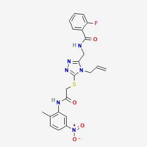 molecular formula C22H21FN6O4S B4105864 N-{[4-allyl-5-({2-[(2-methyl-5-nitrophenyl)amino]-2-oxoethyl}thio)-4H-1,2,4-triazol-3-yl]methyl}-2-fluorobenzamide 