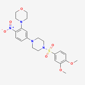 molecular formula C22H28N4O7S B4105872 4-(5-{4-[(3,4-dimethoxyphenyl)sulfonyl]-1-piperazinyl}-2-nitrophenyl)morpholine 