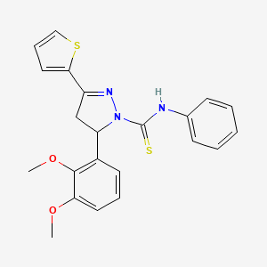 molecular formula C22H21N3O2S2 B4105877 5-(2,3-dimethoxyphenyl)-N-phenyl-3-(2-thienyl)-4,5-dihydro-1H-pyrazole-1-carbothioamide 