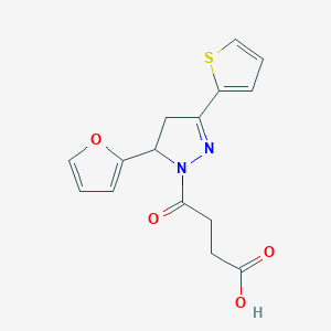 molecular formula C15H14N2O4S B4105949 4-[5-(2-furyl)-3-(2-thienyl)-4,5-dihydro-1H-pyrazol-1-yl]-4-oxobutanoic acid 