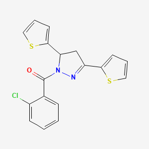 molecular formula C18H13ClN2OS2 B4105985 1-(2-chlorobenzoyl)-3,5-di-2-thienyl-4,5-dihydro-1H-pyrazole 