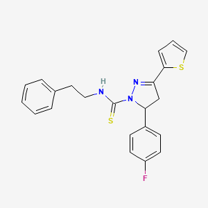 molecular formula C22H20FN3S2 B4105997 5-(4-fluorophenyl)-N-(2-phenylethyl)-3-(2-thienyl)-4,5-dihydro-1H-pyrazole-1-carbothioamide 