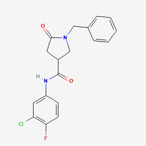 1-benzyl-N-(3-chloro-4-fluorophenyl)-5-oxo-3-pyrrolidinecarboxamide