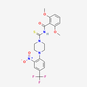 molecular formula C21H21F3N4O5S B4106075 2,6-dimethoxy-N-({4-[2-nitro-4-(trifluoromethyl)phenyl]-1-piperazinyl}carbonothioyl)benzamide 